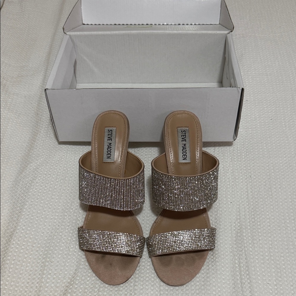 Worn Once for Prom- Steve Madden Silver Rhinestone Women's Heels Size 7
